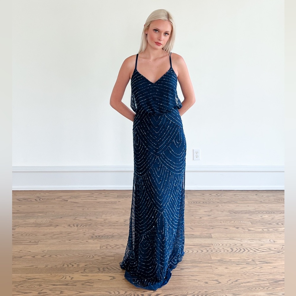 Beaded Royal Blue Dress, Adrianna Papell